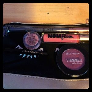 Full face makeup with brush